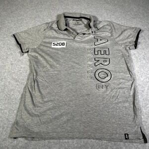 Aeropostale Performance Polo Shirt Mens Large Heather Gray Cotton Golf Tennis